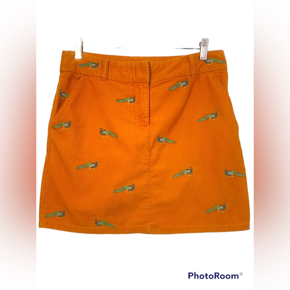 J Crew Corduroy Mustard Yellow Embroiled Skirt Size 4
